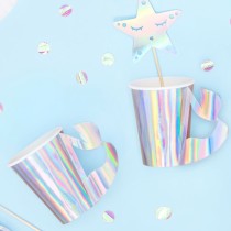 Bicchiere di Carta 220ml Sirena Iridescente "Mermaid Seashell" 6pz Addobbi e Accessori Sirena