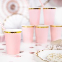 Bicchiere Carta Yummy Rosa Pastel e Oro 6pz Festa Tema Macaron