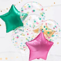 Palloncino in Elastico PVC 16" Crystal Clear Pois Multicolor "Balloon Dots" Bubble Generica
