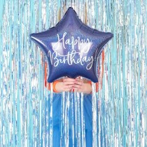 Palloncino in Foil 16" Stella Blu Navy "Happy Birthday" Generico