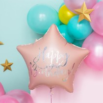 Palloncino in Foil 16" Stella Cipria "Happy Birthday" Generico