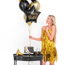Palloncino in Foil 16" Stella Nera "Happy Birthday" Generico