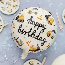 Palloncino in Foil 18" Happy Birthday Costruzioni Stradali Festa Tema Costruzioni Stradali