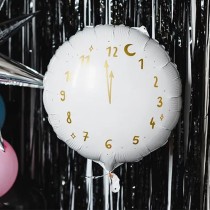 Palloncino in Foil 18" Orologio a Mezzanotte Bianco "Clock" Capodanno