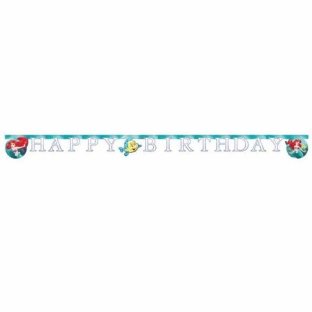 Festone Happy Birthday con Sirenetta "Ariel Mermaid" 2mt Ariel Sirenetta