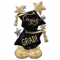 Palloncino in Foil 51" AirLoonz Laurea Tocco con Stelle "Congrats to You" Palloncini Laurea