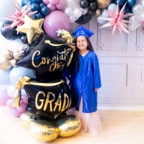 Palloncino in Foil 51" AirLoonz Laurea Tocco con Stelle "Congrats to You" Palloncini Laurea