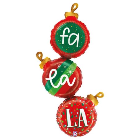 Palloncino in Foil 54" Multi-Balloons Palline Natalizie "Fa La La" Natale e Capodanno Grabo