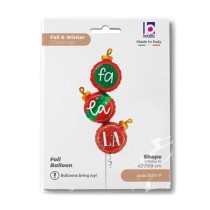 Palloncino in Foil 54" Multi-Balloons Palline Natalizie "Fa La La" Natale e Capodanno Grabo