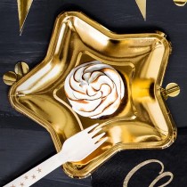 Piatto di Carta 18cm Sagomato Stella Oro Metallizzato "Gold Star" 6pz Accessori Tavola Natale e Capodanno