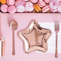 Piatto di Carta 18cm Sagomato Stella Rose Gold Metallizzato "Star" 6pz Rose-Gold