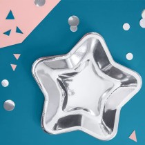 Piatto di Carta 23cm Sagomato Stella Argento Metallizzato "Star" 6pz Accessori Tavola Natale e Capodanno