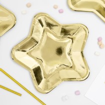 Piatto di Carta 23cm Sagomato Stella Oro Metallizzato "Gold Star" 6pz Accessori Tavola Natale e Capodanno