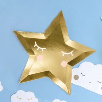 Piatto di Carta 27cm Sagomato Stellina Oro "Little Star" 6pz Baby Shower