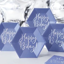 Piatto di Carta 18cm Blu Fiordaliso Happy Birthday Iridescente 6pz Happy Birthday Fiordaliso