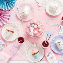 Piatto carta 18cm Stelle Macaron "Stars Pastel" 6pz Festa Tema Macaron