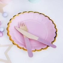 Piatto carta 18cm Yummy Rosa Pastel e Oro 6pz Festa Tema Macaron