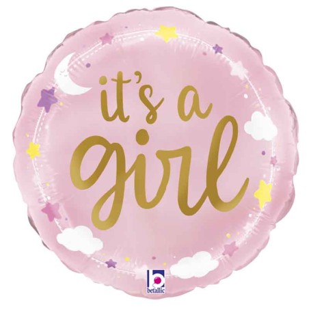Palloncino in Foil 9" Mini Shape Nascita Rosa "It's a Girl" Nascita e Battesimo Grabo