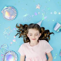 Piatto di Carta 18cm Conchiglia Iridescente "Mermaid Seashell" 6pz Addobbi e Accessori Sirena