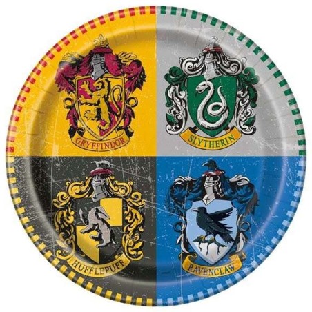 Piatto di Carta 23cm con Harry Potter "Houses" 8pz Harry Potter