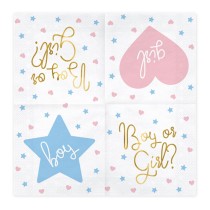 Tovagliolo di Carta 33x33cm per Gender Reveal "Boy or Girl?" 20pz Tavola Gender Reveal Boy or Girl?