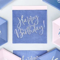 Tovagliolo di Carta 33x33cm Blu Fiordaliso Happy Birthday 20pz Happy Birthday Fiordaliso