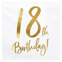 Tovagliolo di Carta 33x33cm Happy Birthday 18anni Metallizzato 20pz Tavola 18° Compleanno