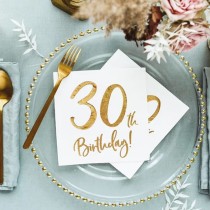 Tovagliolo di Carta 33x33cm Happy Birthday 30anni Metallizzato 20pz Tavola 30° Compleanno