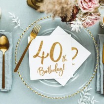 Tovagliolo di Carta 33x33cm Happy Birthday 40anni Metallizzato 20pz Tavola 40° Compleanno