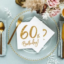 Tovagliolo di Carta 33x33cm Happy Birthday 60anni Metallizzato 20pz Tavola 60° Compleanno