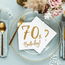 Tovagliolo di Carta 33x33cm Happy Birthday 70anni Metallizzato 20pz 70 Anni