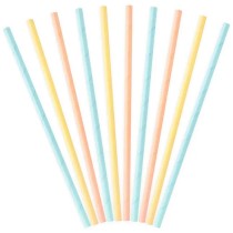 Cannuccia di Carta Color Pastello "Summer Time" 10pz Cannucce