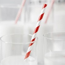 Cannuccia di Carta con Decoro a Spirale Bianco e Rosso 10pz Cannucce