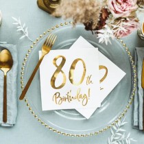 Tovagliolo di Carta 33x33cm Happy Birthday 80anni Metallizzato 20pz 80 Anni