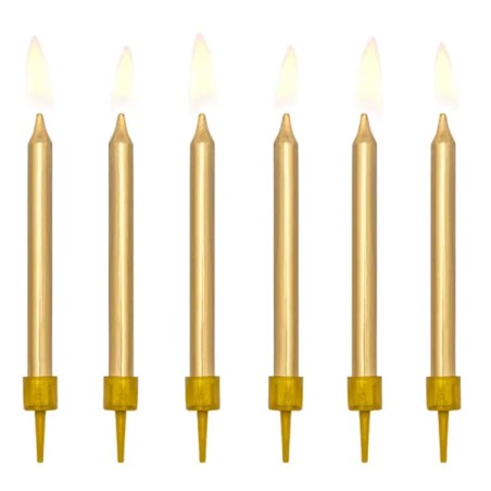 Candelina 7cm Oro Satinato 6pz Candeline Stelo