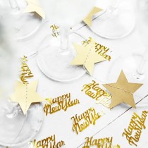 Confetti in Plastica Sagomati "Happy New Year" Oro 3gr Accessori Tavola Natale e Capodanno