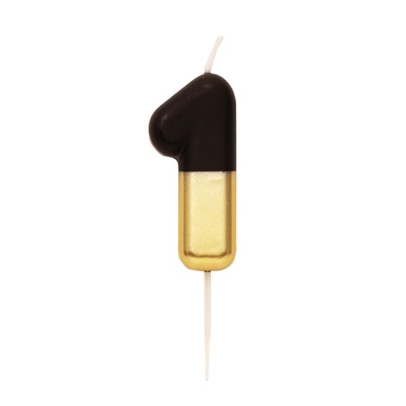 Candelina 10.5cm Nero e Oro Metallizzato N.1 Nero e Oro 10.5cm