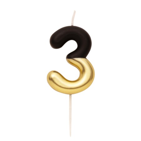 Candelina 10.5cm Nero e Oro Metallizzato N.3 Nero e Oro 10.5cm