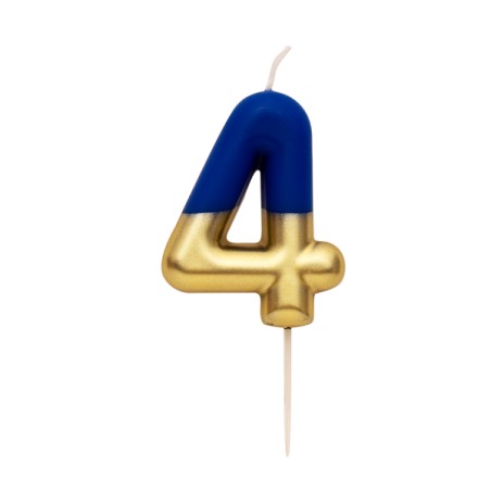 Candelina 10.5cm Blu e Oro Metallizzato N.4 Blu e Oro 10.5cm