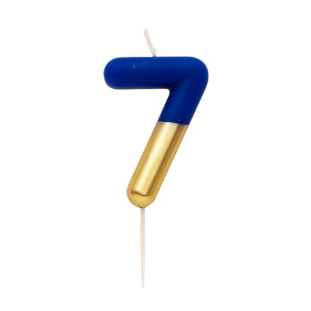 Candelina 10.5cm Blu e Oro Metallizzato N.7 Blu e Oro 10.5cm