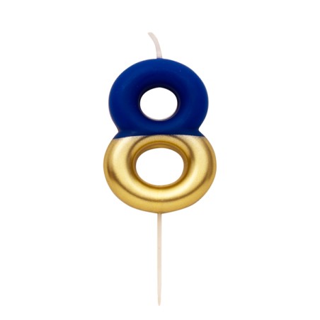 Candelina 10.5cm Blu e Oro Metallizzato N.8 Blu e Oro 10.5cm