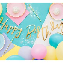 Banner Happy Birthday Oro 62cm Festoni Buon Compleanno
