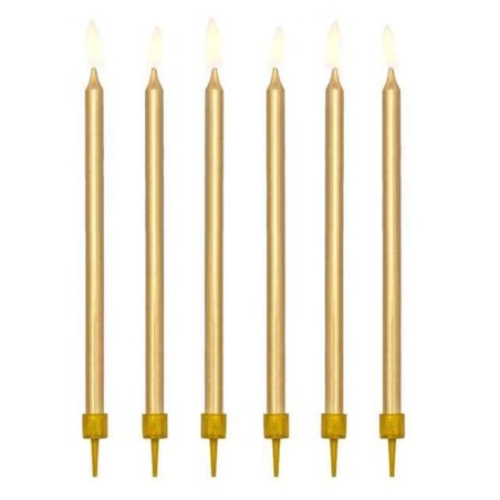 Candelina Stelo 14cm Oro Satinato 12pz Candeline Stelo