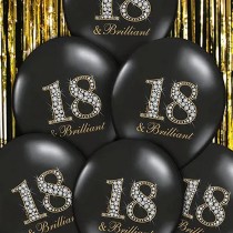 Palloncino in Lattice 12" Nero con Stampa N.18 "Brilliant" 50pz Accessori e Palloncini 18° Compleanno