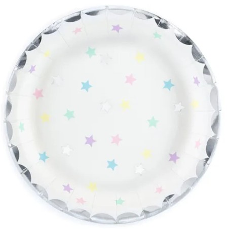 Piatto carta 18cm Stelle Macaron "Stars Pastel" 6pz Festa Tema Macaron