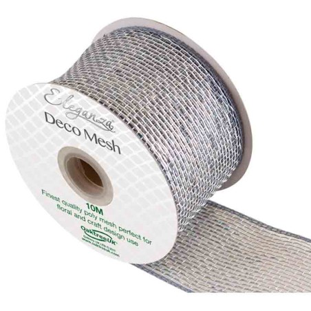 Nastro Decorativo effetto Rete Argento 10mt Tulle e Nastrini Oaktree