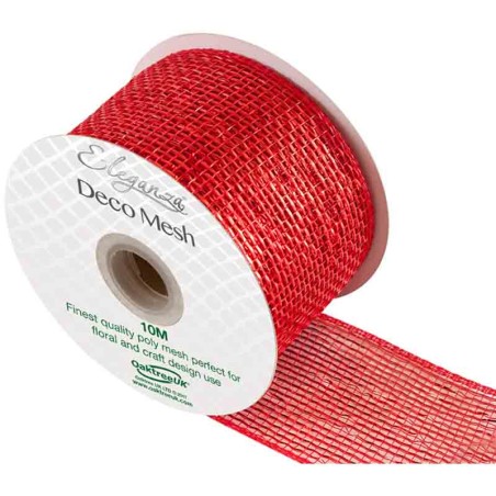 Nastro Decorativo effetto Rete Rosso 10mt Tulle e Nastrini Oaktree