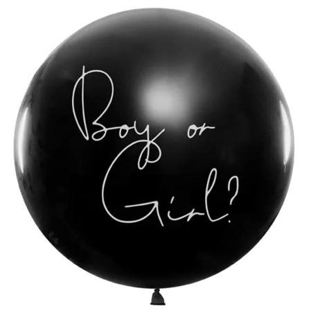 Palloncino in Lattice 39" Nero con Stampa Boy or Girl? Rosa 1mt Nascita e Battesimo