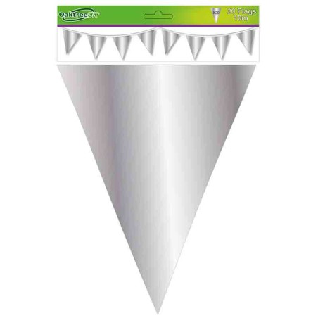 Festone Bandierina 20cm x 30cm Argento Specchiato 10mt Bandierine Oaktree