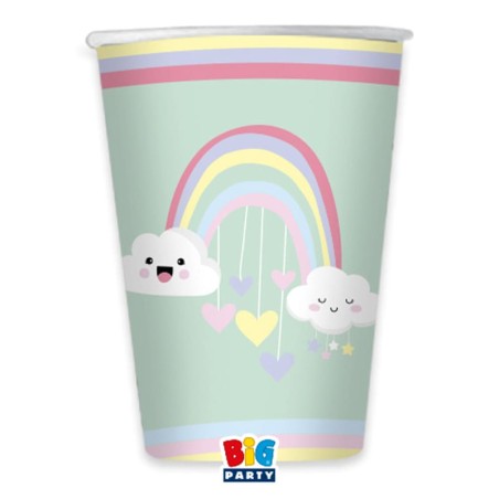 Candela A Forma Di Blocco Happy Birthday Con Arcobaleno E Nuvole